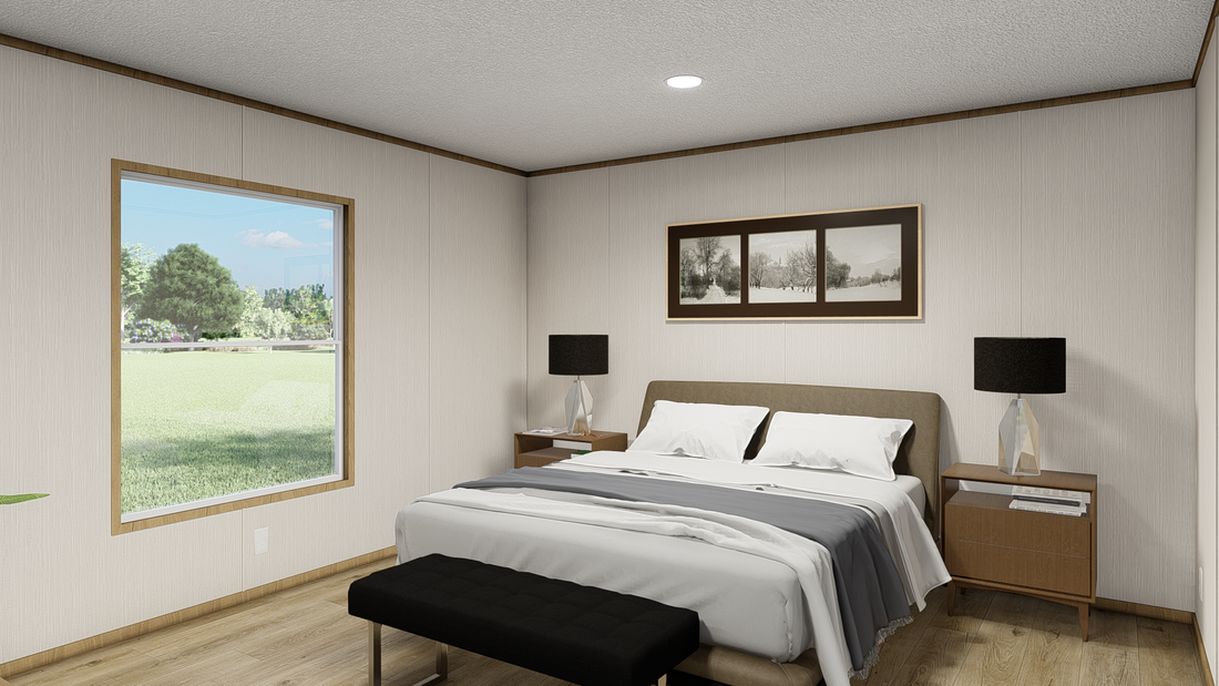 The DE SOTO 28X48 Master Bedroom. This Manufactured Mobile Home features 3 bedrooms and 2 baths.