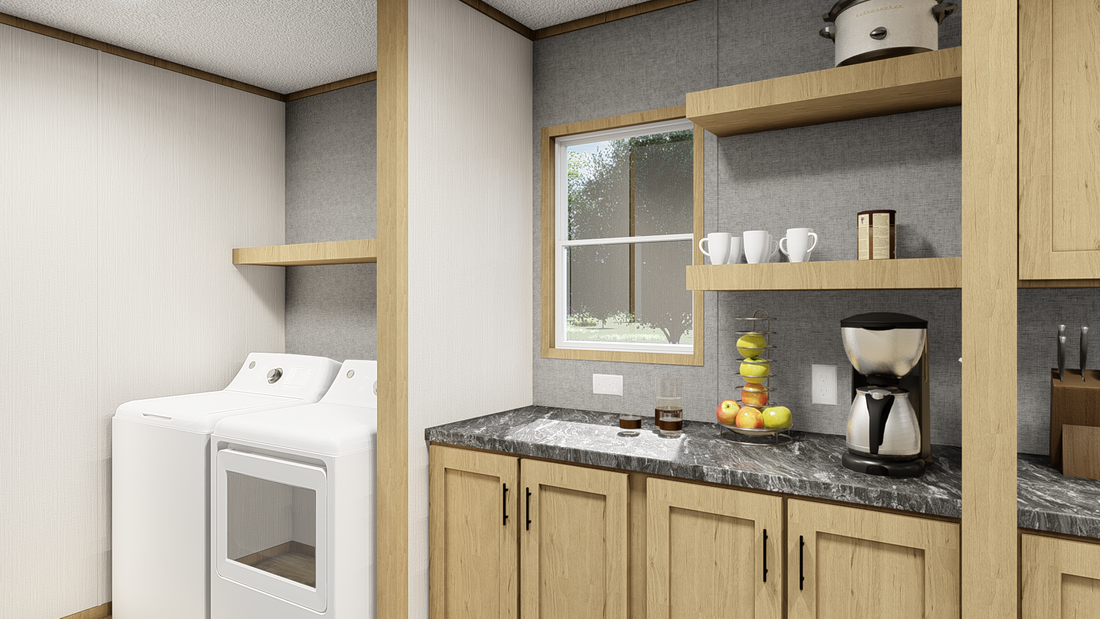 The DE SOTO 28X48 Utility Room. This Manufactured Mobile Home features 3 bedrooms and 2 baths.