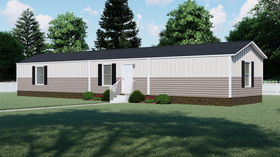 The CLARK   16X66 Exterior. This Manufactured Mobile Home features 3 bedrooms and 2 baths.