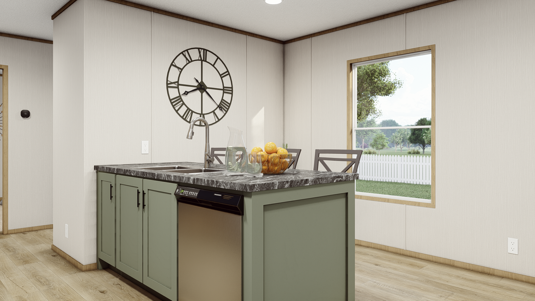 The CLARK   16X66 Kitchen. This Manufactured Mobile Home features 3 bedrooms and 2 baths.