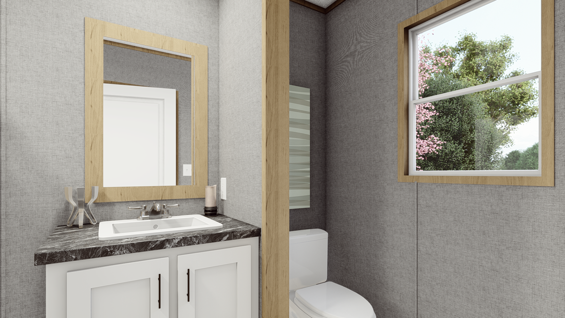The CLARK   16X66 Master Bathroom. This Manufactured Mobile Home features 3 bedrooms and 2 baths.