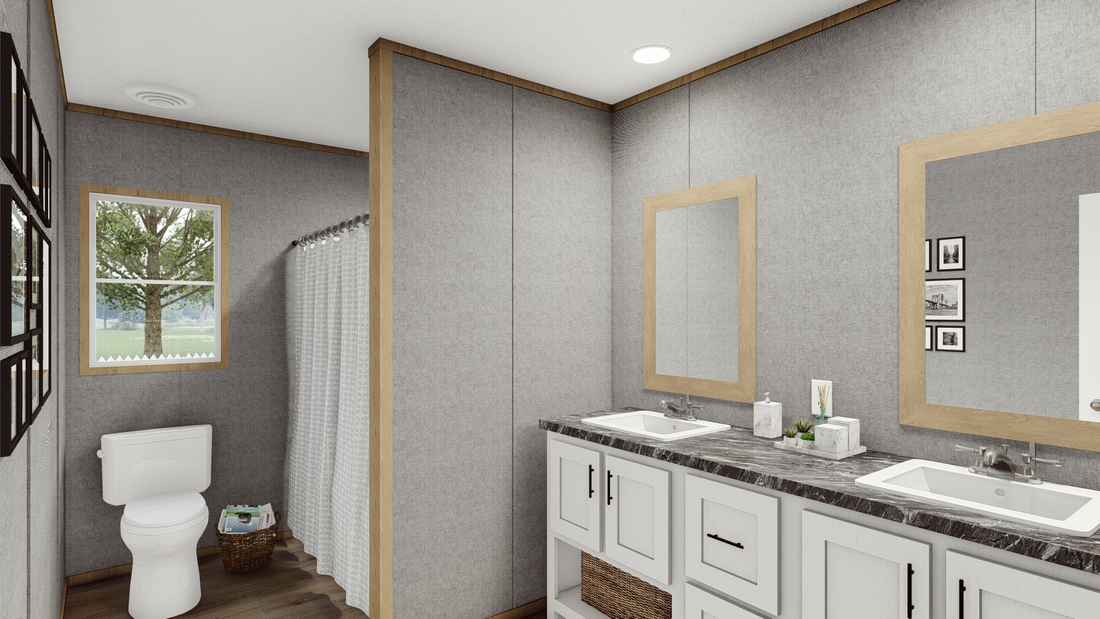 The DRAKE   28X40 Master Bathroom. This Manufactured Mobile Home features 3 bedrooms and 2 baths.