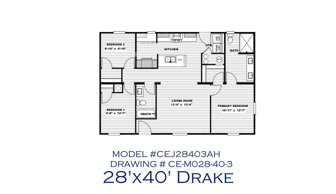 The DRAKE   28X40 Floor Plan