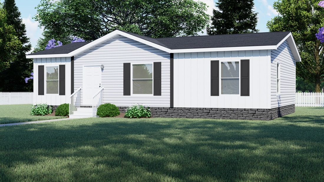 The DRAKE   28X40 Exterior. This Manufactured Mobile Home features 3 bedrooms and 2 baths.