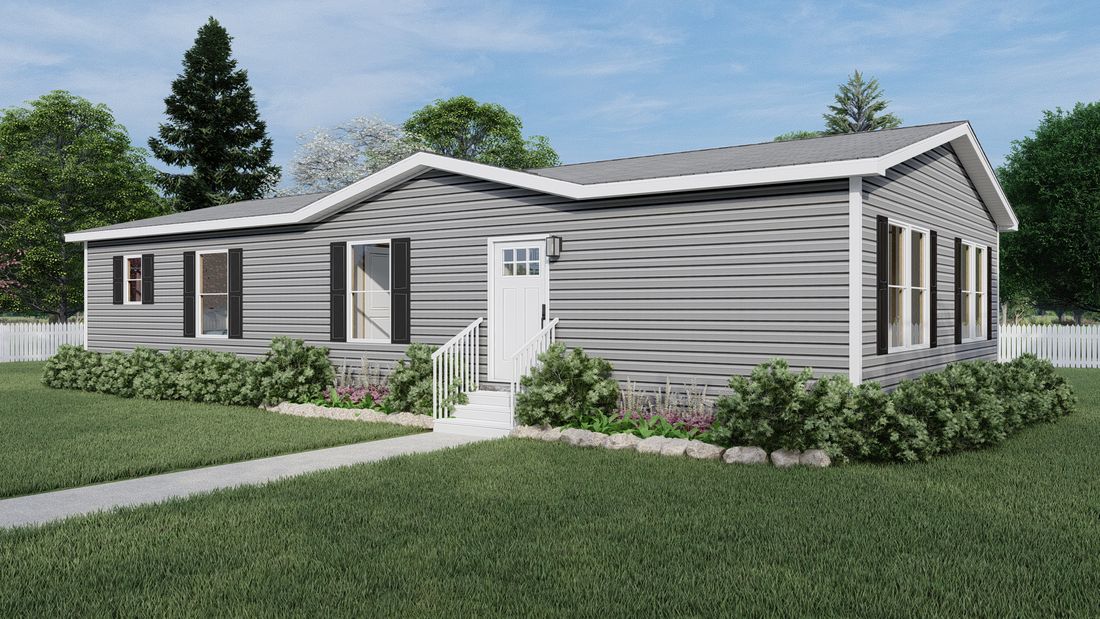The COOK 28X52 Exterior. This Manufactured Mobile Home features 3 bedrooms and 2 baths.