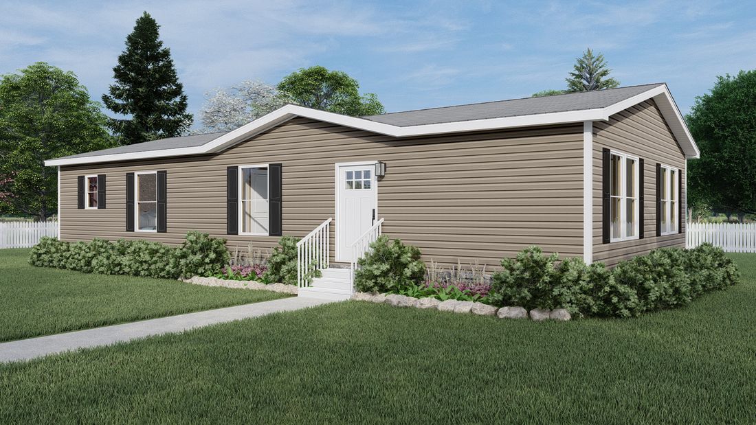 The COOK 28X52 Exterior. This Manufactured Mobile Home features 3 bedrooms and 2 baths.